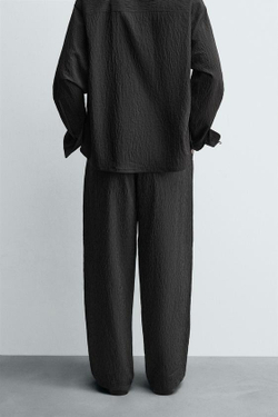 ZARA СТРУЯЩИЕСЯ БРЮКИ В ПОЛОСКУ, ЧЕРНЫЙ