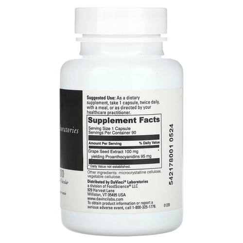DaVinci Laboratories, Виноградная косточка, 100 мг, 90 капсул