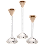 Подсвечники «AN ICY TEAR» 7*7*15/18/20 см (набор 3 шт), Прозрачный/золото