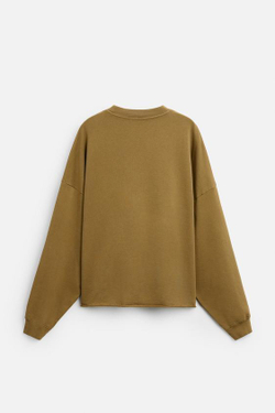 ZARA ТОЛСТОВКА С КОНТРАСТНЫМ ПРИНТОМ, ТЕМНО-КОРИЧНЕВЫЙ