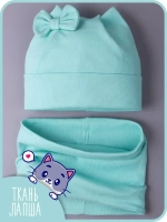 Шапка для девочки осенняя с ушками и снуд