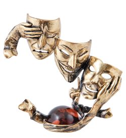 AM-3957 Фигурка «Лицедейство - не слышу, не вижу, не скажу» (латунь, янтарь)