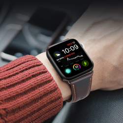 Ремешок из натуральной кожи кофейного цвета от Dux Ducis для смарт часов Apple Watch 38, 40, 41 и 42мм, серия Business Series