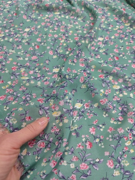 Шифон/ Цветы на бирюзе