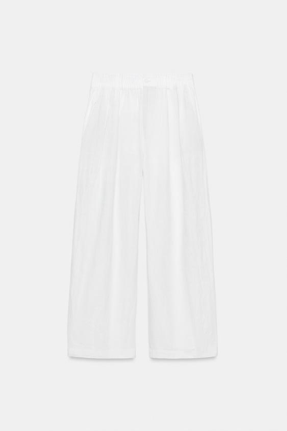 ZARA БРЮКИ ИЗ ЛЬНА СО СКЛАДКАМИ — ZW COLLECTION, БЕЛЫЙ