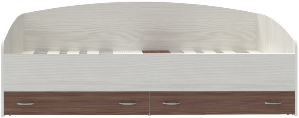 Кровать с выкатными ящиками КарИВи Кадет Белое Дерево Бодего Темный