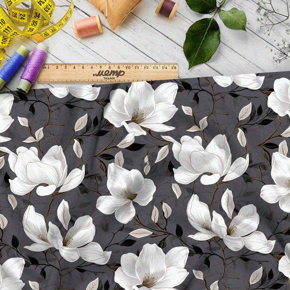 Ткань премиум габардин отцветающая клумба