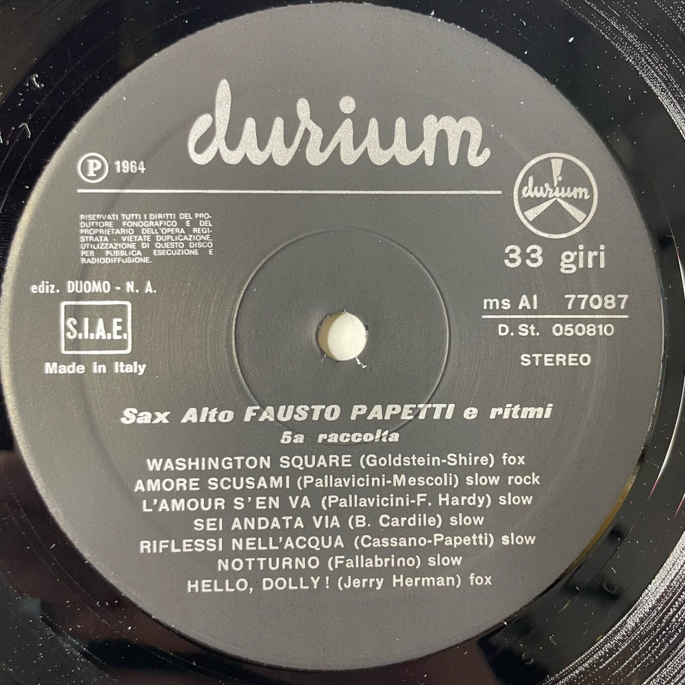 Винтажная виниловая пластинка LP Фаусто Папетти Fausto Papetti 5a Raccolta (Italy 1973)