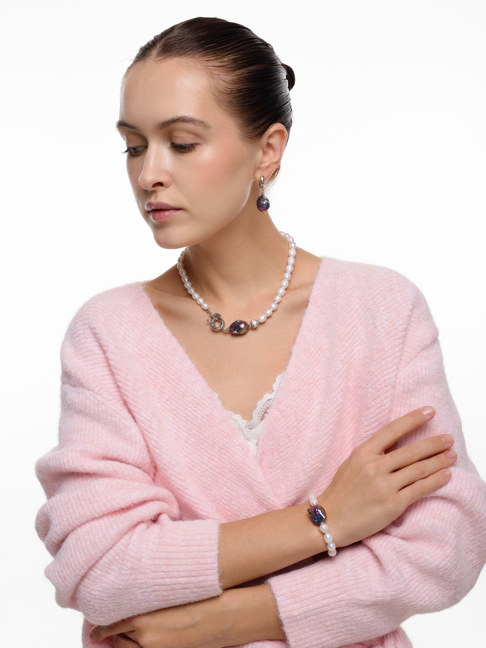 Серьги "Petrol pearl" Bicolor