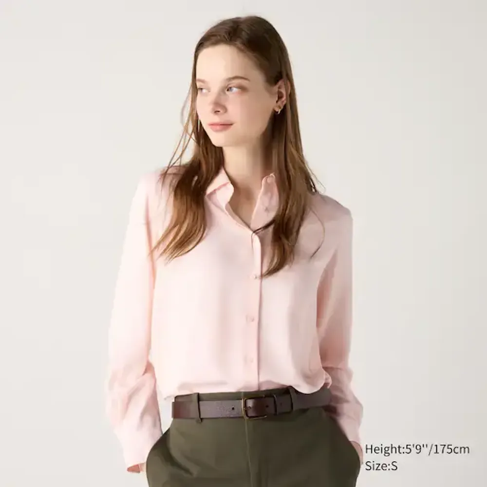 UNIQLO БЛУЗКА ИЗ ВИСКОЗЫ, РОЗОВЫЙ