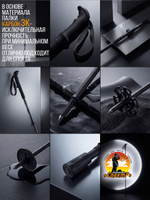 Палки для трекинга, скандинавский ходьбы/ телескопические Carbon pole EVA grip /2 шт, цвет черный