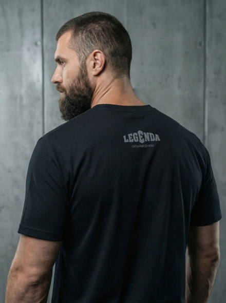 Футболка спортивная хлопковая мужская черная LEGENDA Герб