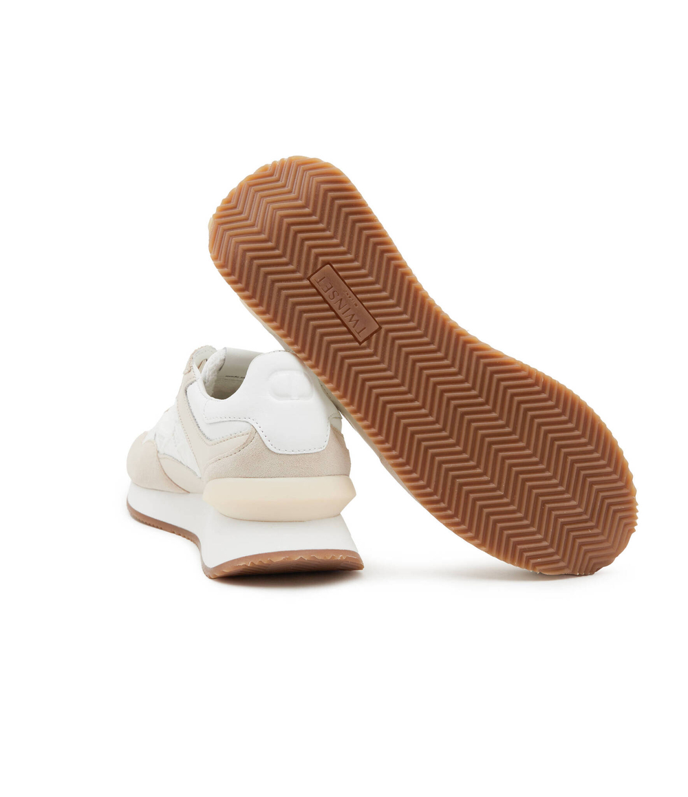 Кожаные кроссовки TWINSET - бежевый(241TCP072)