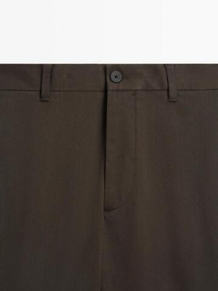 Massimo Dutti Зауженные брюки из хлопковой смеси, коричневый