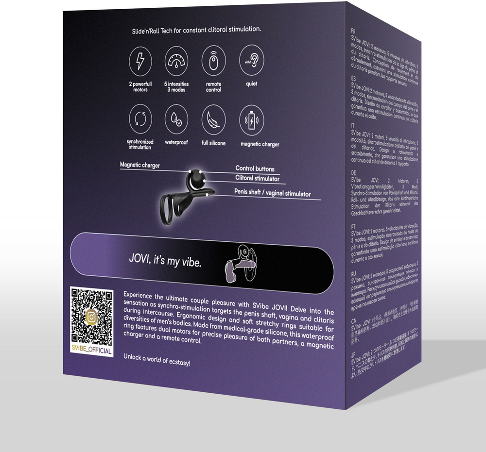 Черная насадка на пенис SVibe Jovi с пультом ДУ (Цвет: черный)