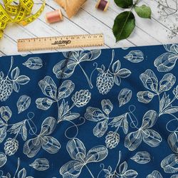 Ткань дюспо белые узоры клевера утончённые