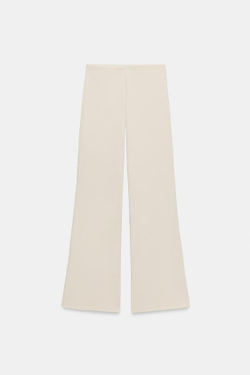 ZARA ЭЛАСТИЧНЫЕ БРЮКИ С ШИРОКИМИ ШТАНИНАМИ, ЭКРЮ