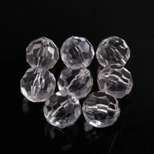 Акриловые бусины шарик граненый 8/10 мм, цвет: Прозрачные, уп. 500 гр.