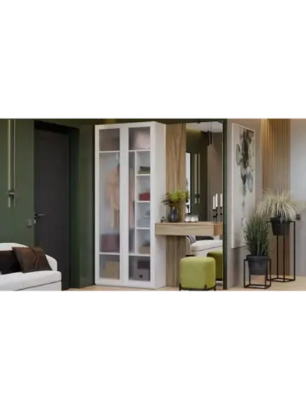 Прихожая с зеркалом Яблоня Беллуно жемчуг 170х37х217