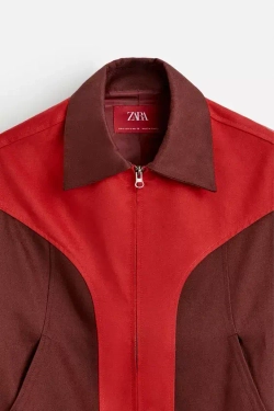 ZARA Х HARRY LAMBERT КУРТКА В СТИЛЕ КОЛОР-БЛОК, КРАСНЫЙ