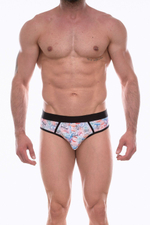 Мужские трусы-джоки с разноцветным принтом в виде штампов (Размер: M) (Цвет: разноцветный)