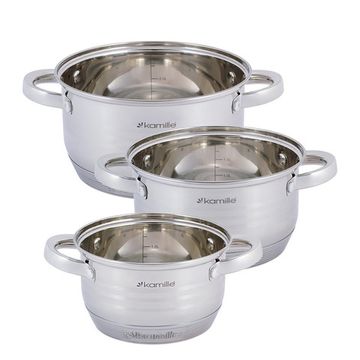 Набор кастрюль 6 предметов 1,5 л; 2 л; 3 л. Kamille KM 4915 из нержавеющей стали