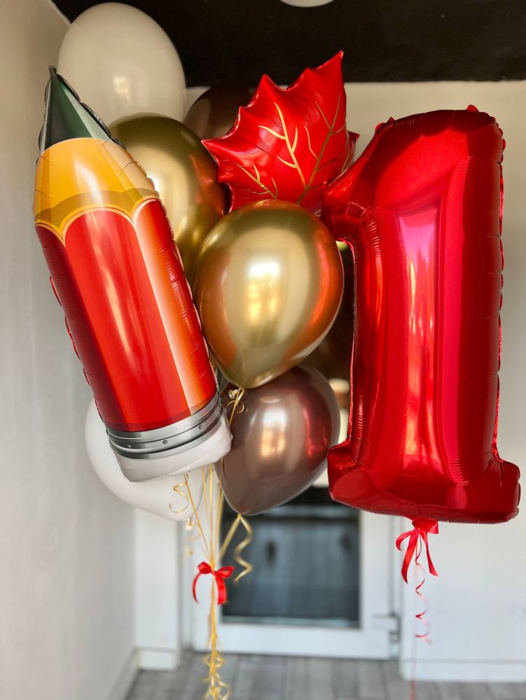 Воздушные шары карандаш шоколад/золото/песок №3683