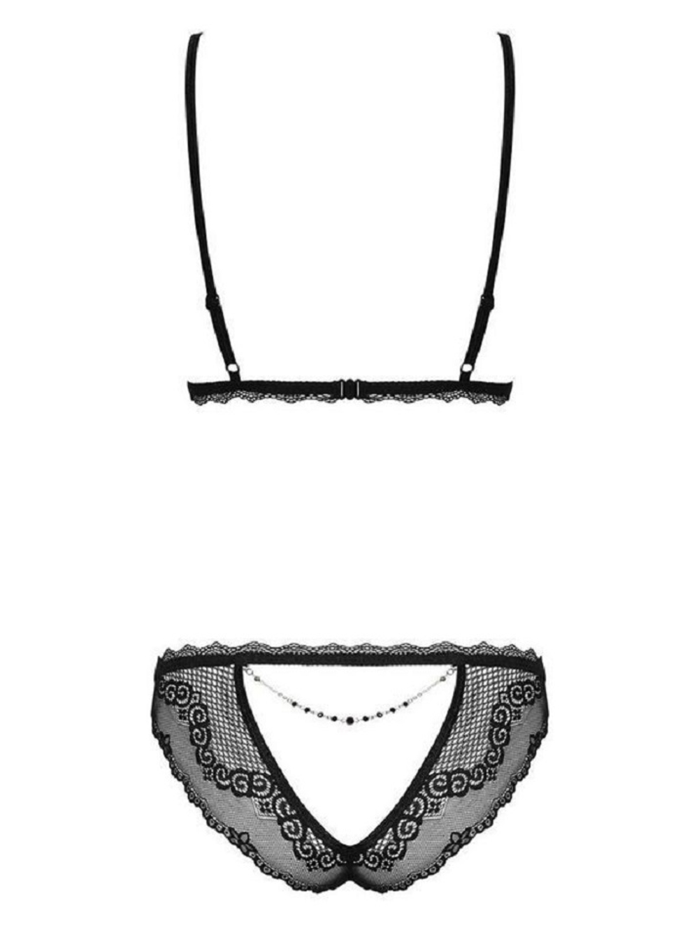 Комплект из эластичной сеточки и кружева Millagro Obsessive черный S/M