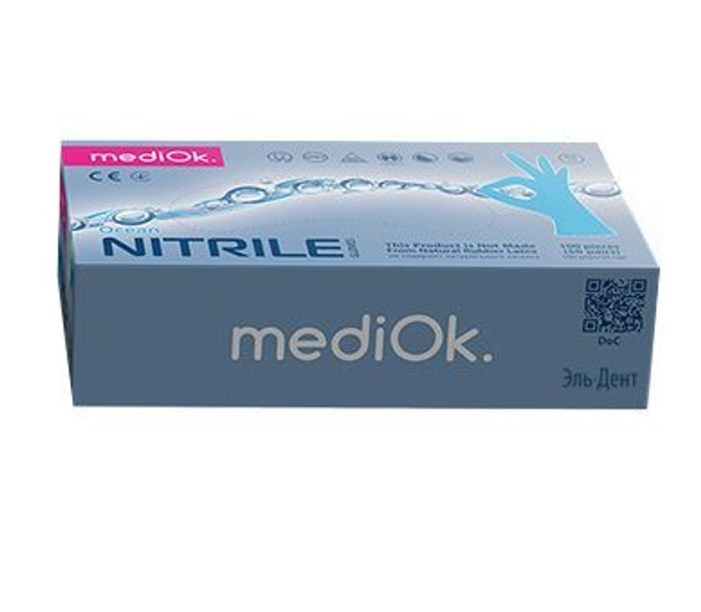 Перчатки нитриловые MediOk Nitrile голубые р-р M 50пар
