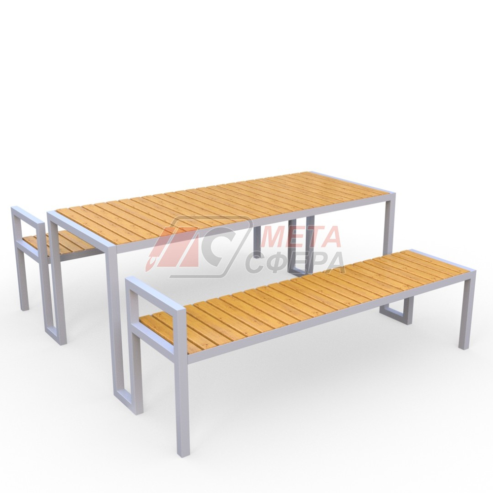 Стол уличный с лавками LÅNGBORDET Прямой