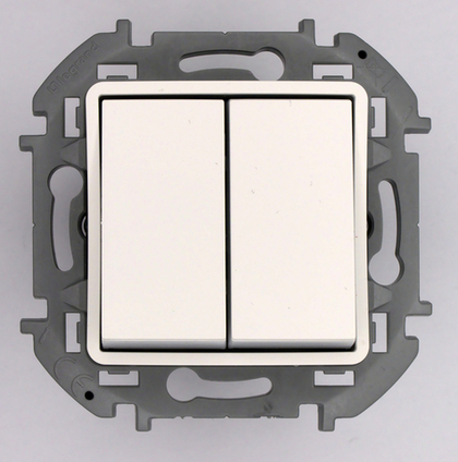 Переключатель 2х-клавишный 10A 250В белый Inspiria Legrand