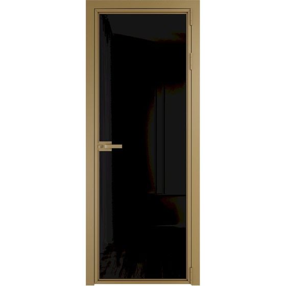 Алюминиевая дверь 1AХ золото стекло чёрный триплекс