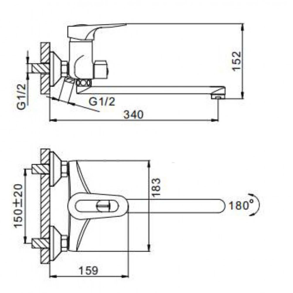 Смеситель для ванны, Frap, с картриджем, хром, F22004