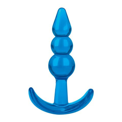 Голубой анальный плаг Beginners Beaded Plug - 9,5 см. (Цвет: голубой)