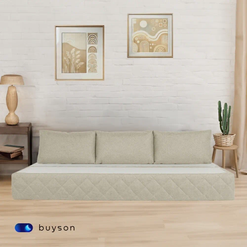 Бескаркасный диван-кровать (трансформер) BuyHit (бежевый)