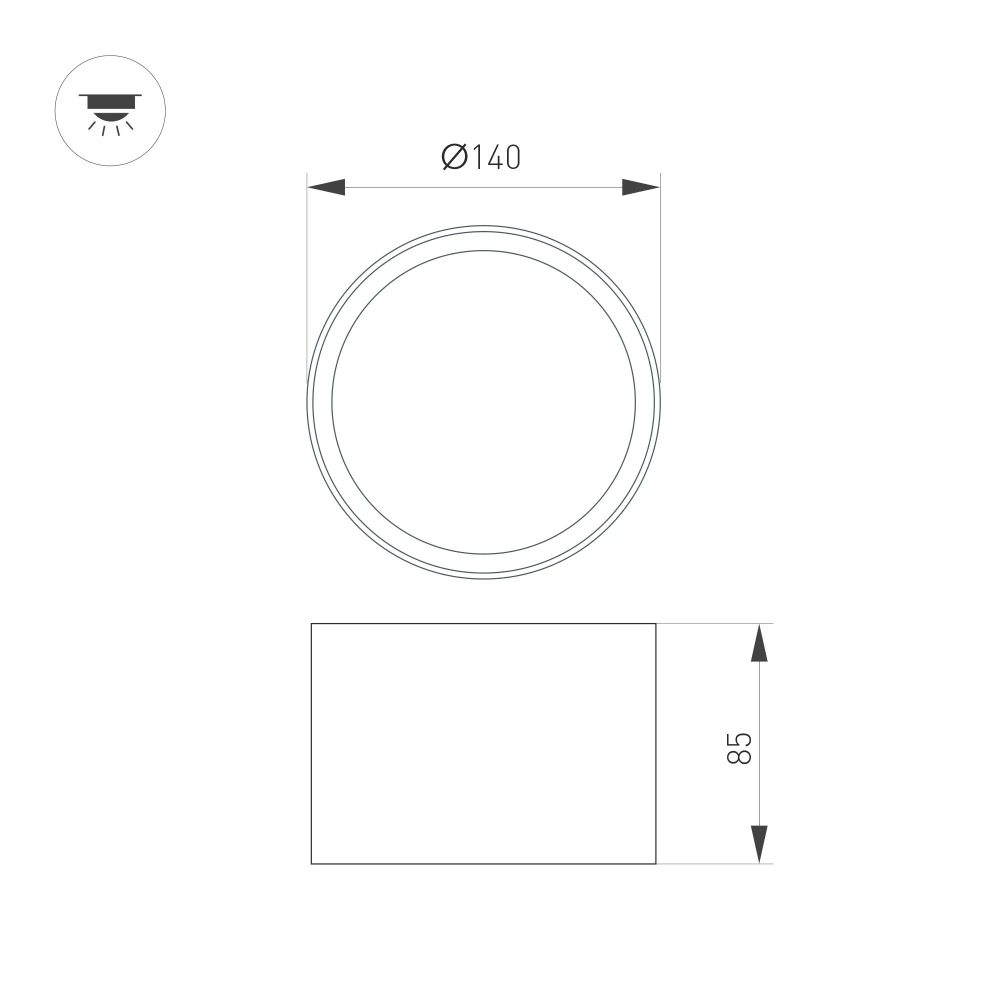 Светильник SP-BISCOTTO-R140-15W Warm3300-MIX (BK-GD, 80 deg, 230V) (Arlight, IP54 Металл, 5 лет) 055027