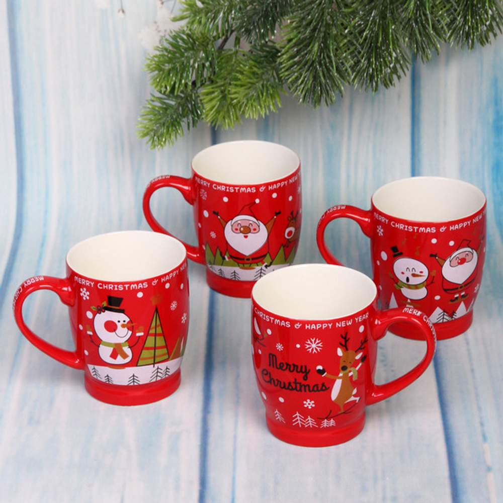 Кружка керамическая 320мл «Санта», красная