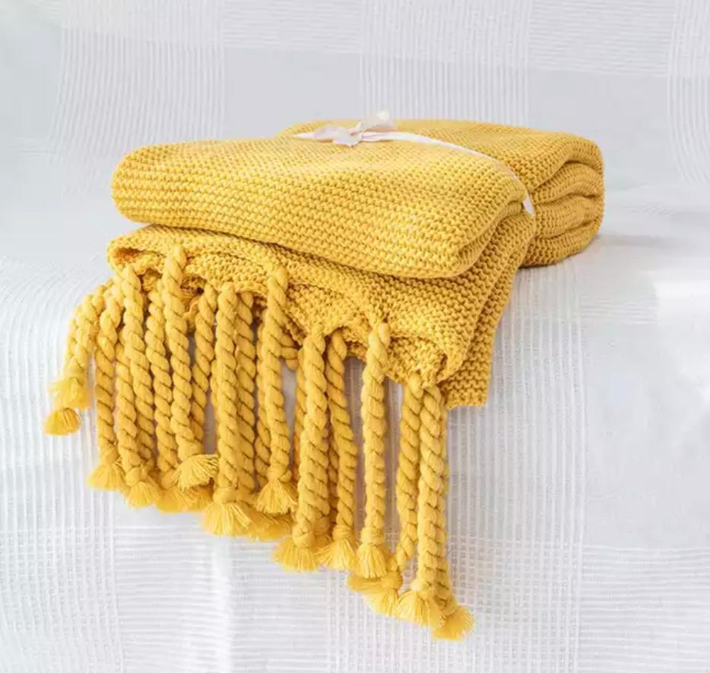 Плед вязаный ZEPHYR HOME желтый