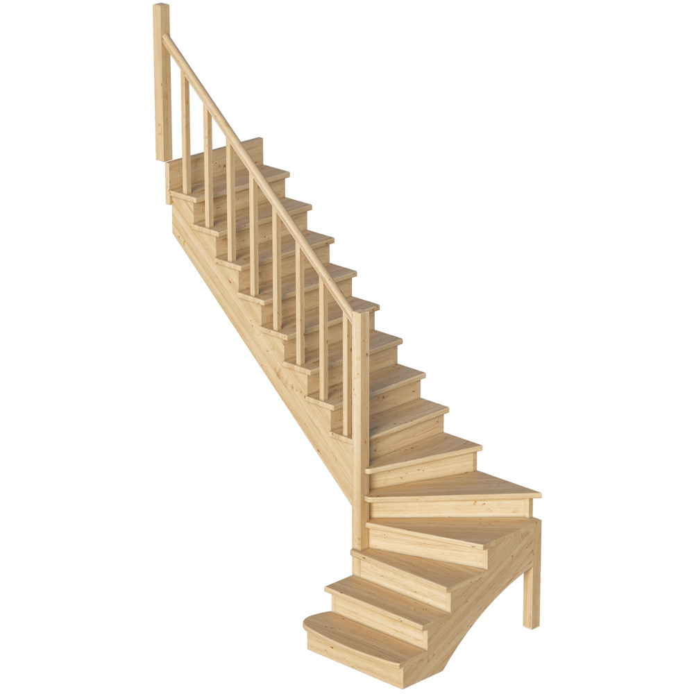 Лестница на второй этаж К-001м/1 Левая c подступенками под покраску