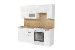 Кухонный гарнитур Жасмин экстра 1 3000мм (Белый глянец/Белый, Дуб бунратти)