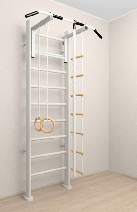 Деревянная шведская стенка Sv Sport 902б (Турник стандарт/Канат/Кольца/Лестница)