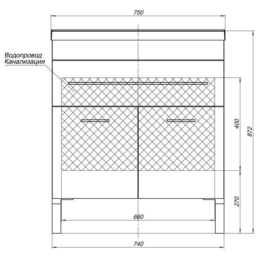 Тумба с раковиной Aquanet Верона NEW 75 белый (напольная 1 ящик 2 дверцы)