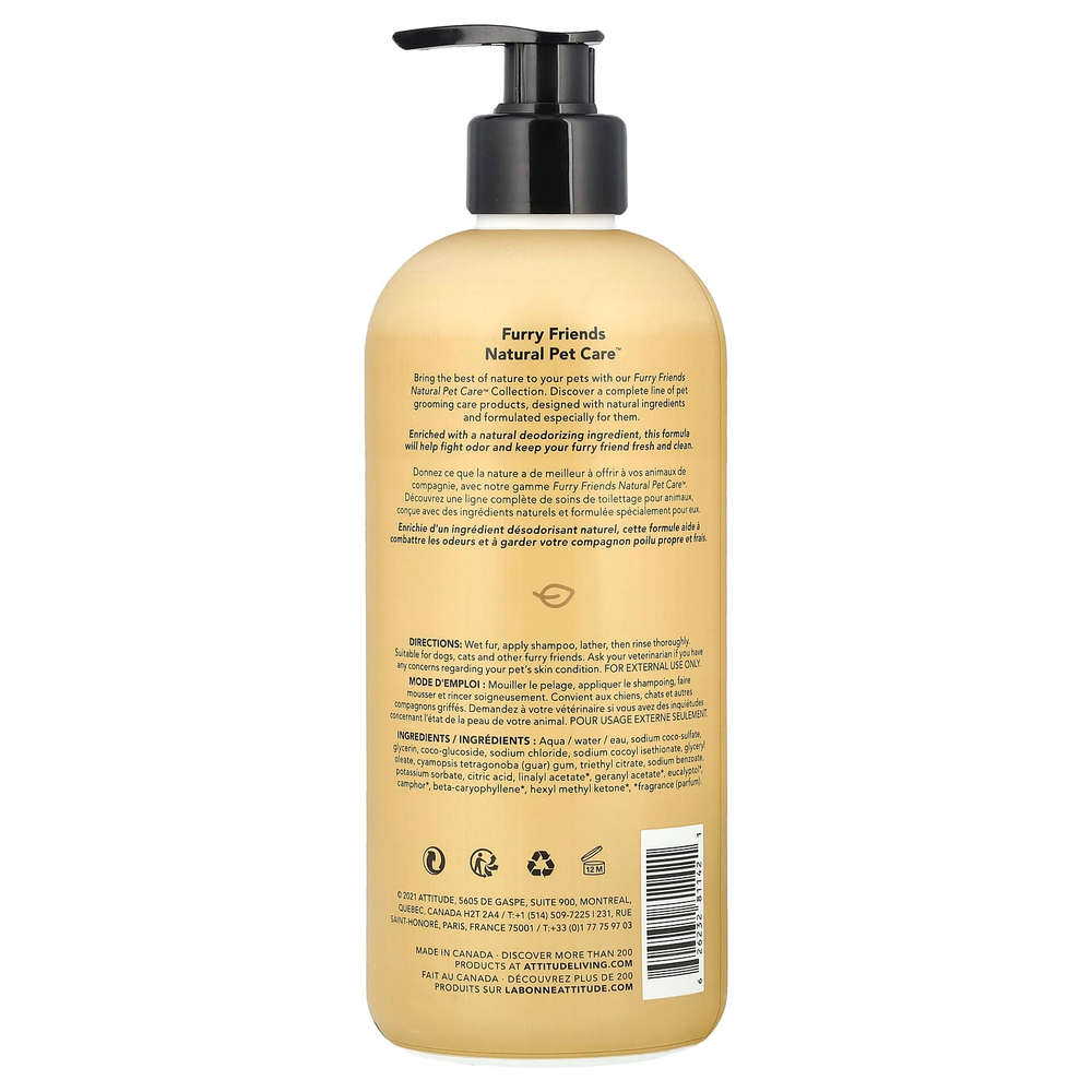 ATTITUDE, Furry Friends, Natural Pet Care, дезодорирующий шампунь, лаванда, 473 мл (16 жидк. унц.)