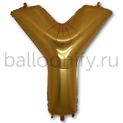 Фольгированная фигура, Буква Y 100 см Gold