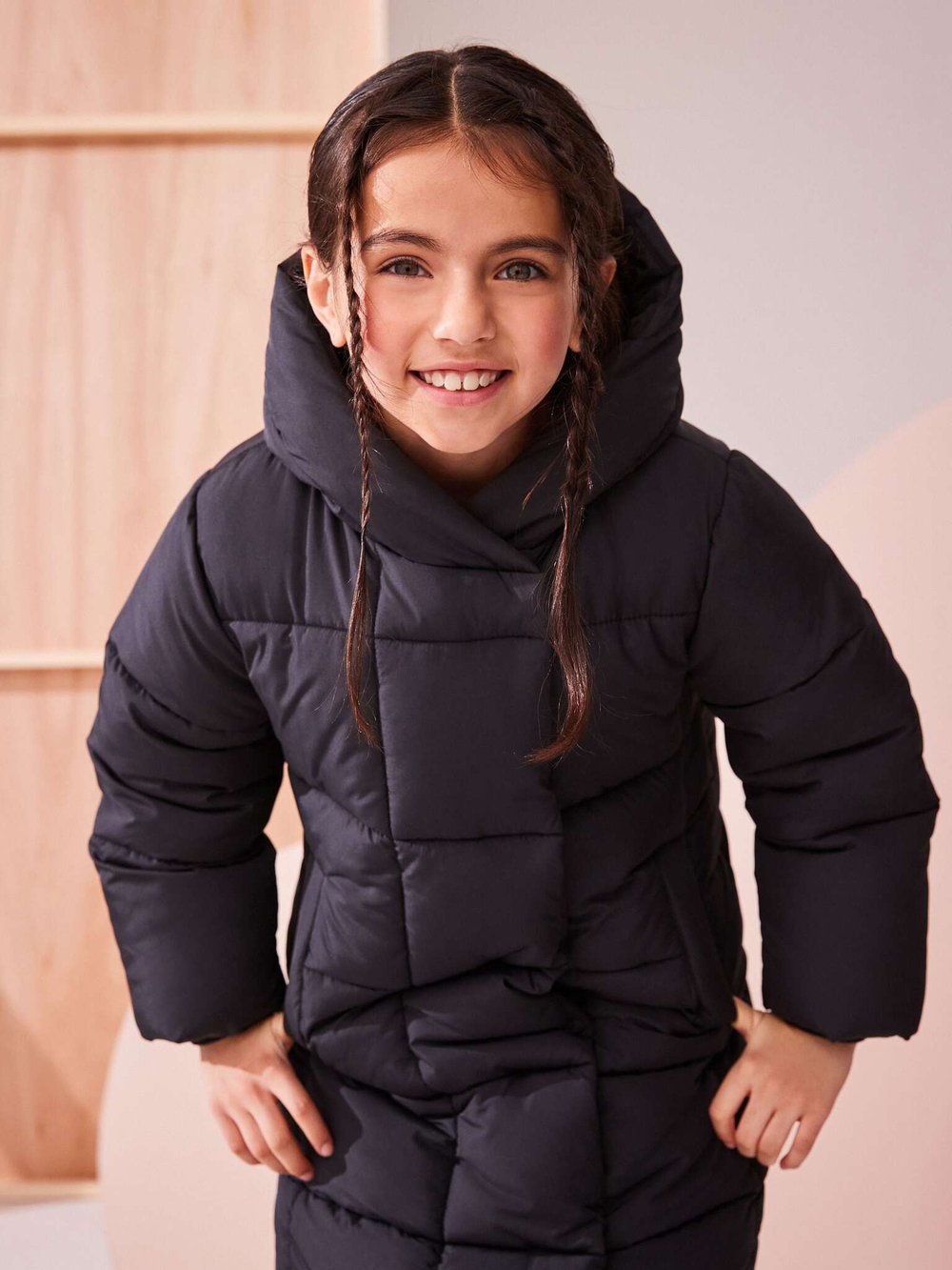 Куртка непромокаемая с капюшоном для девочки Next Q72-084, Черный