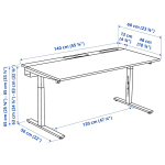 Письменный стол с регулировкой по высоте - IKEA MITTZON/МИТТЗОН ИКЕА, 140х60х65-85 см, белый/черный