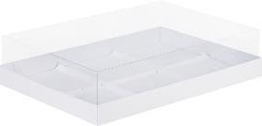Коробка под муссовые пирожные с пластиковой крышкой, 6 ячеек, белая, 260х170х60мм