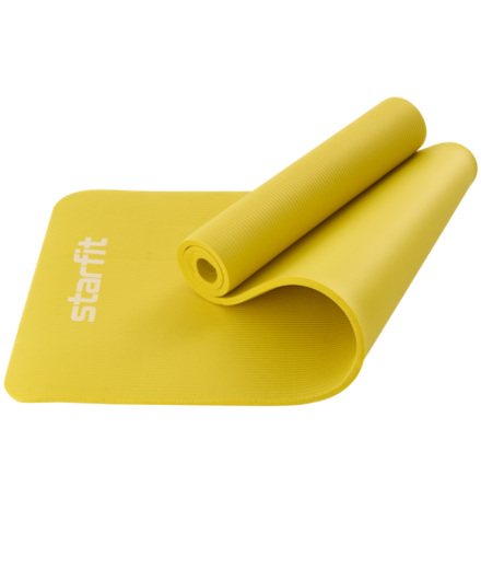Коврик для йоги и фитнеса FM-301, NBR, 183x61x1,5 см, желтый