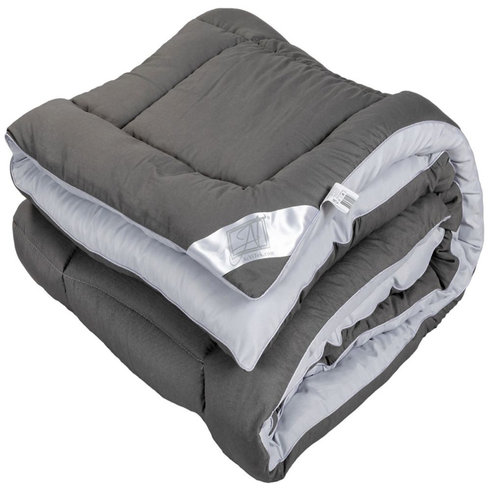 Одеяло "АВТ. FLUFFY DREAM" всесезонное, плотность 300 г/м2, цвет графит-грейс, микрофибра, Россия.