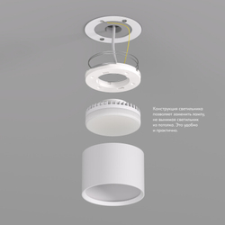 DK2601-WH Светильник накладной LUND, IP 20, до 15 Вт, GX53, LED, белый, алюминий